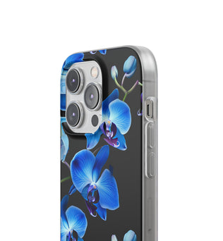 Coques de téléphone flexibles orchidée bleue