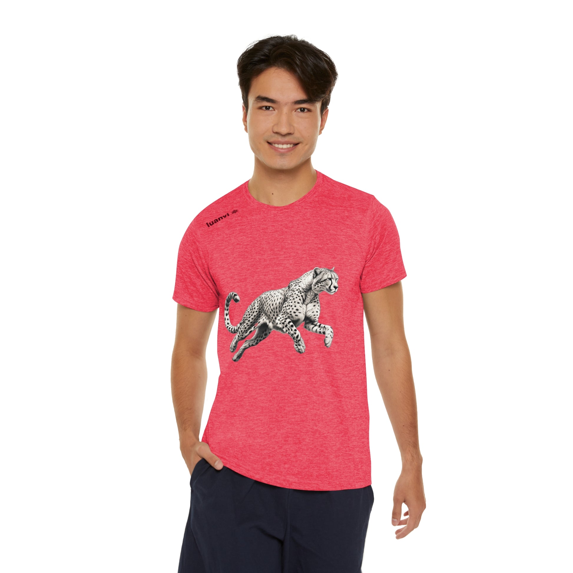 Men's Sports T-shirt with Running Cheetah