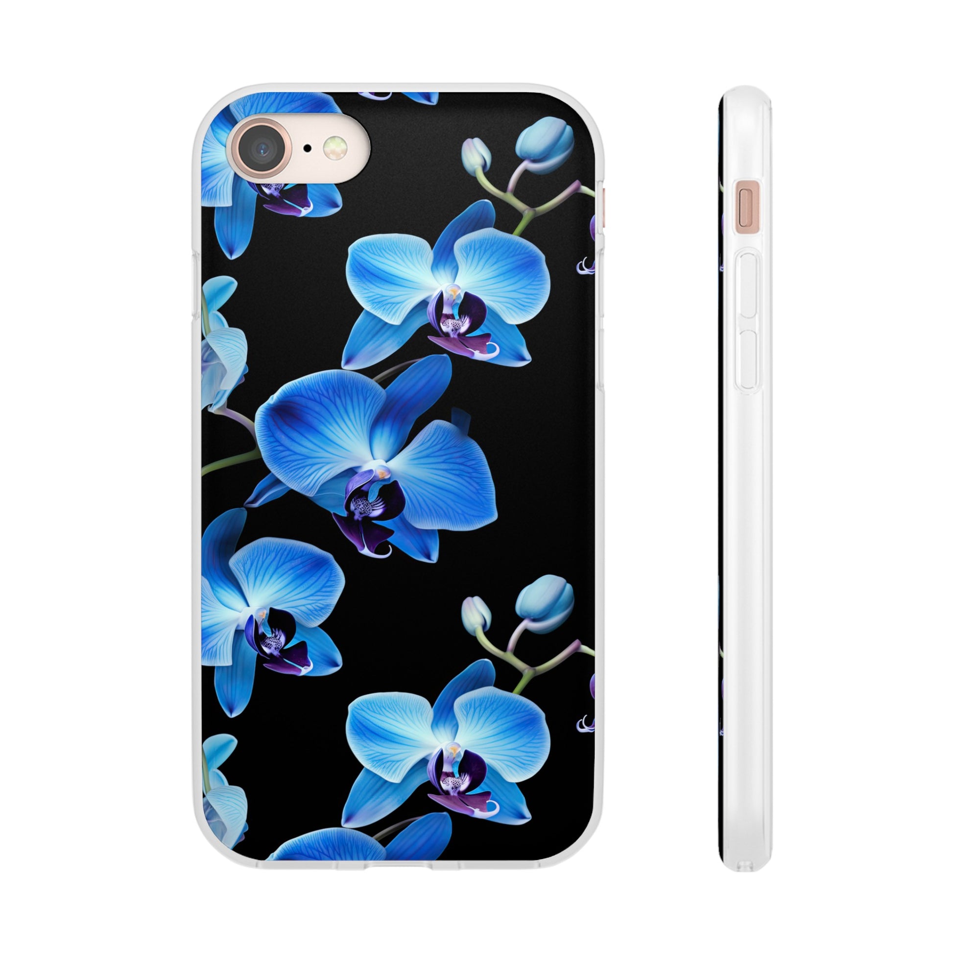 Coques de téléphone flexibles orchidée bleue