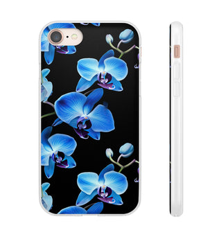 Coques de téléphone flexibles orchidée bleue