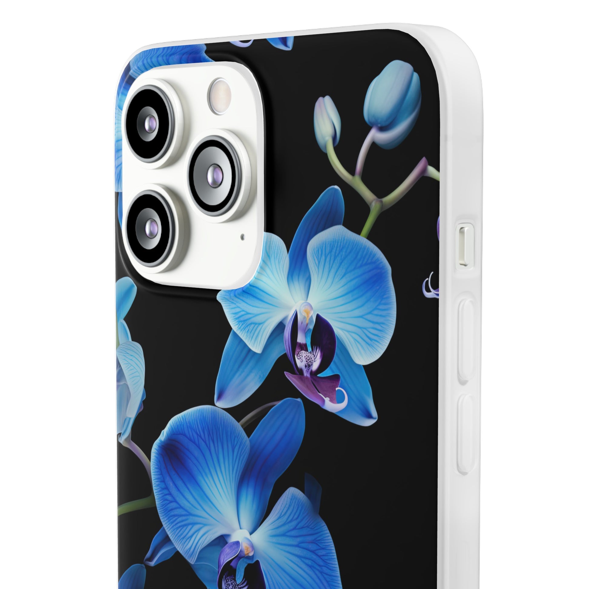 Coques de téléphone flexibles orchidée bleue