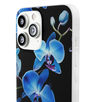 Coques de téléphone flexibles orchidée bleue