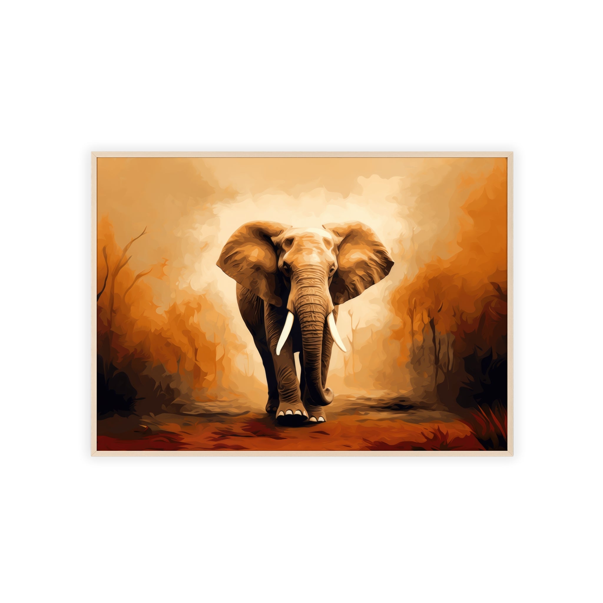 Elephant Poster with Wooden Frame