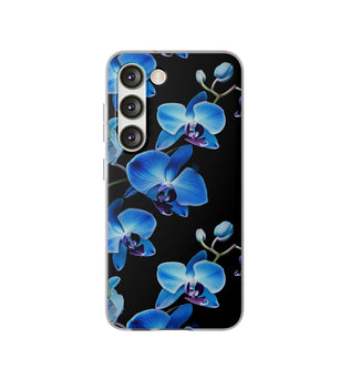 Coques de téléphone flexibles orchidée bleue