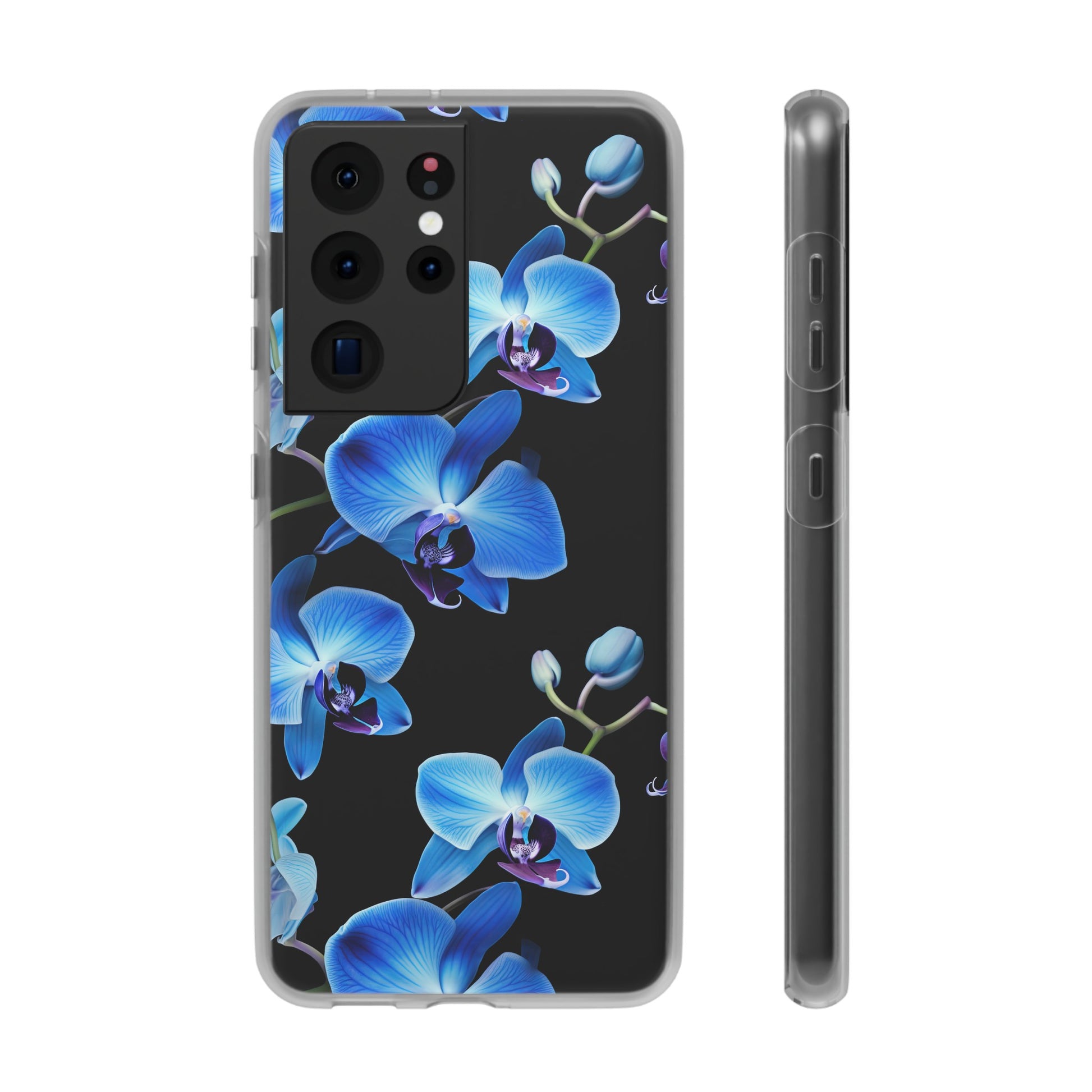 Coques de téléphone flexibles orchidée bleue