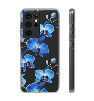 Coques de téléphone flexibles orchidée bleue