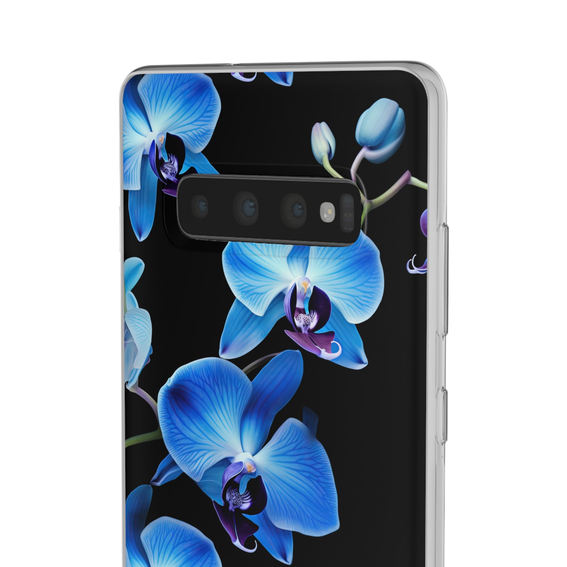 Coques de téléphone flexibles orchidée bleue