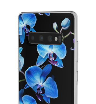 Coques de téléphone flexibles orchidée bleue