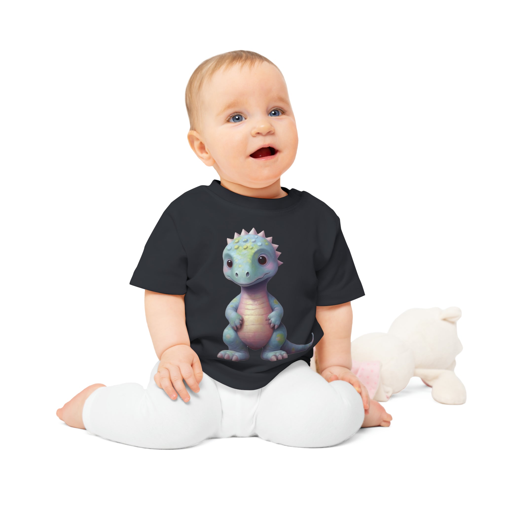 Blaues Baby-Dino-T-Shirt – umweltfreundlich 