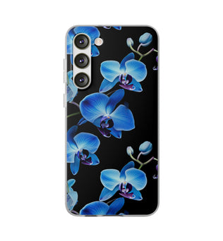 Coques de téléphone flexibles orchidée bleue