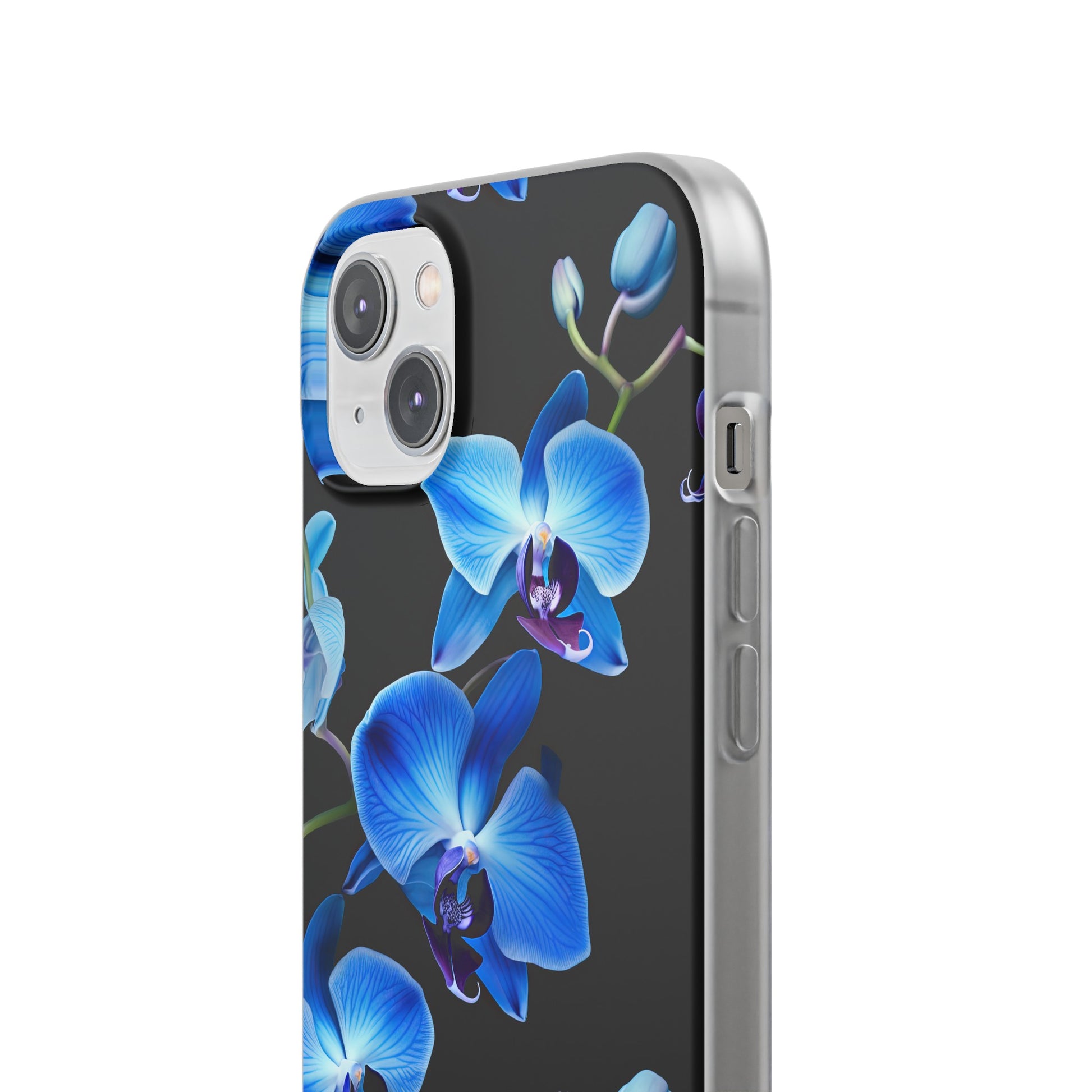 Coques de téléphone flexibles orchidée bleue