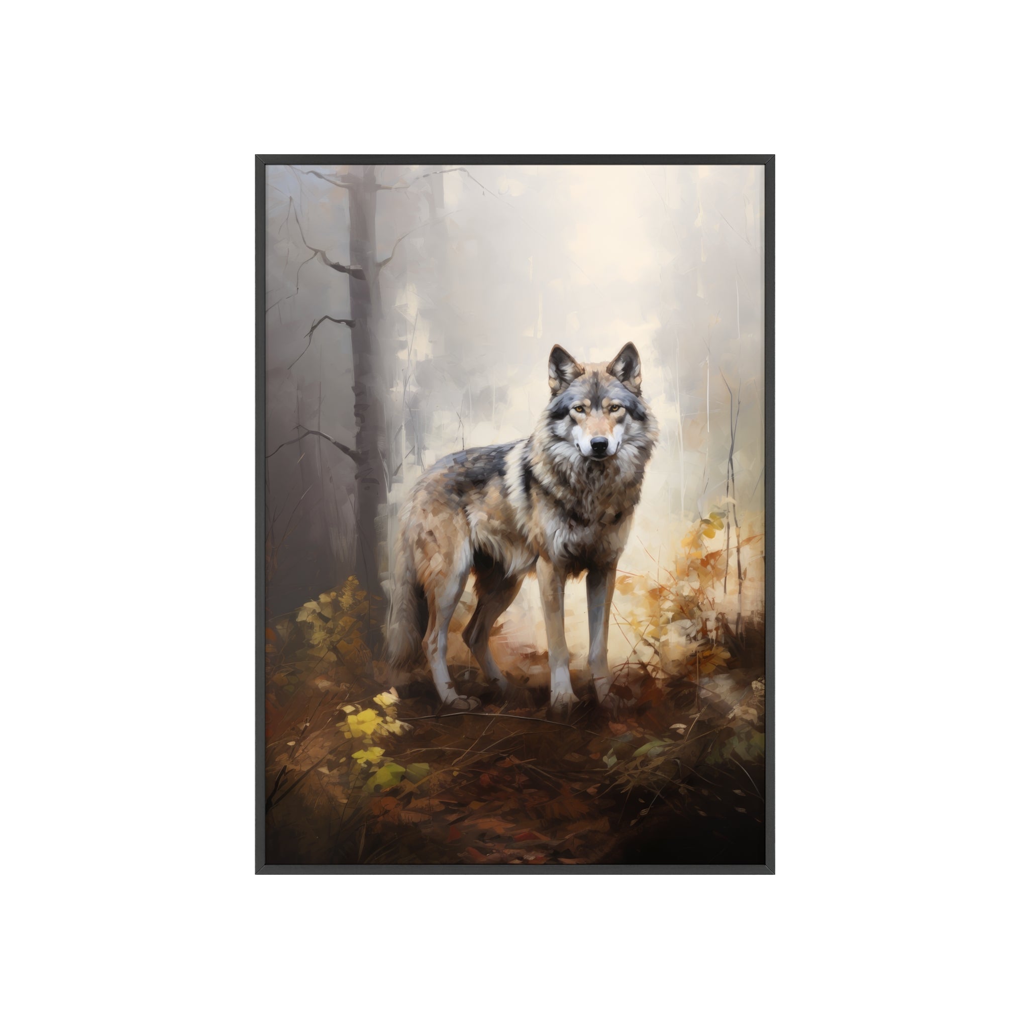 Vertical Wolf Poster with Wooden Frame