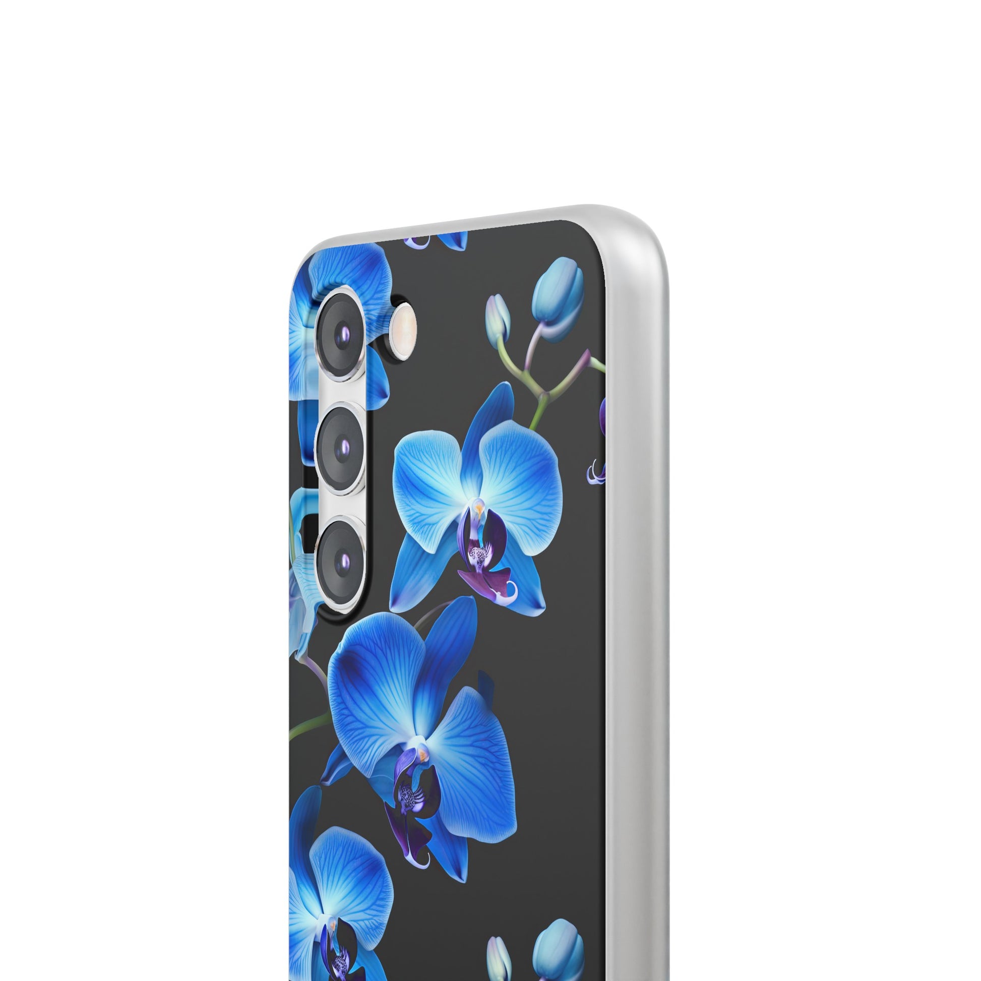 Coques de téléphone flexibles orchidée bleue