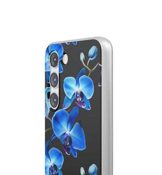 Coques de téléphone flexibles orchidée bleue