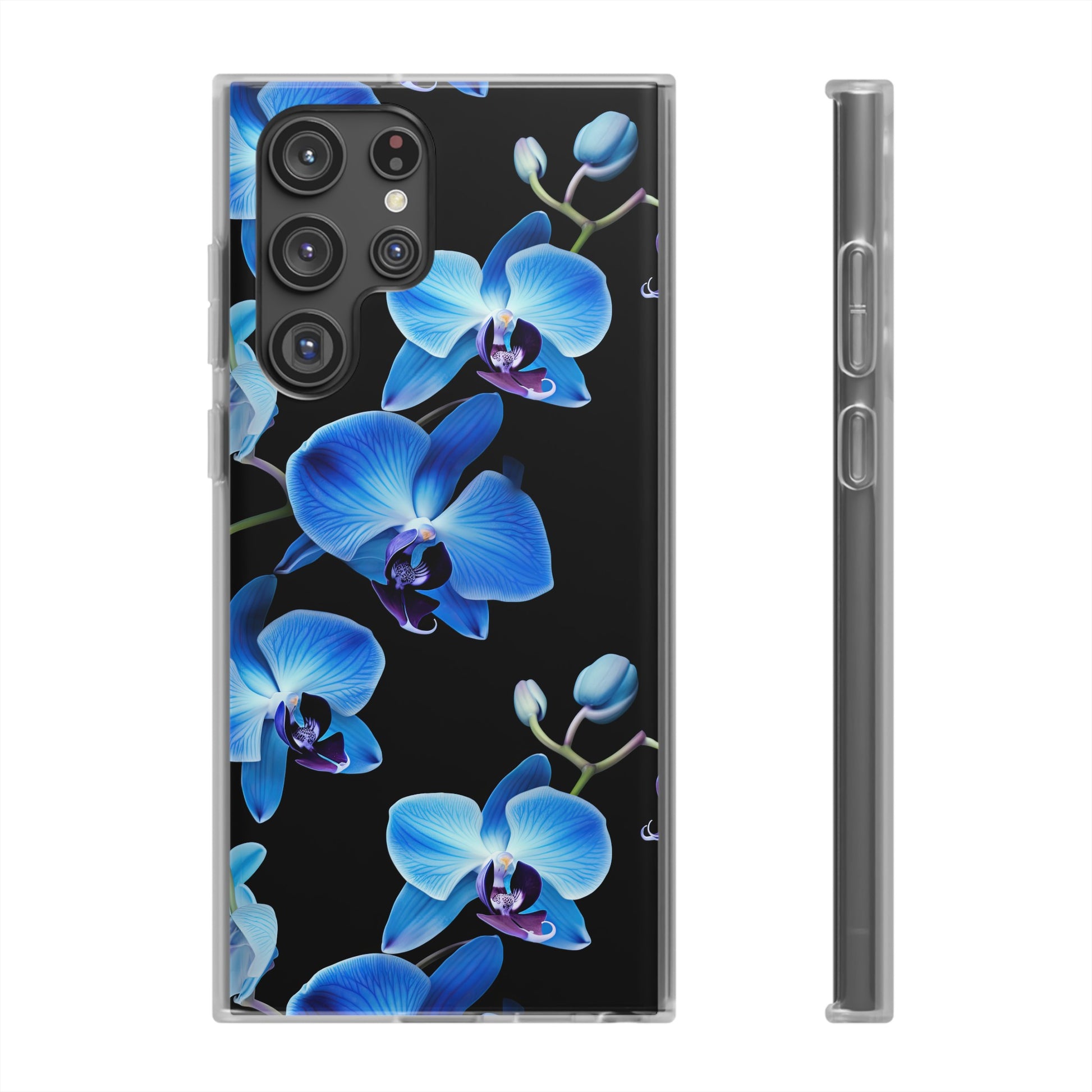 Coques de téléphone flexibles orchidée bleue