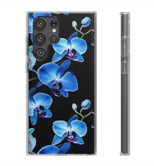 Coques de téléphone flexibles orchidée bleue