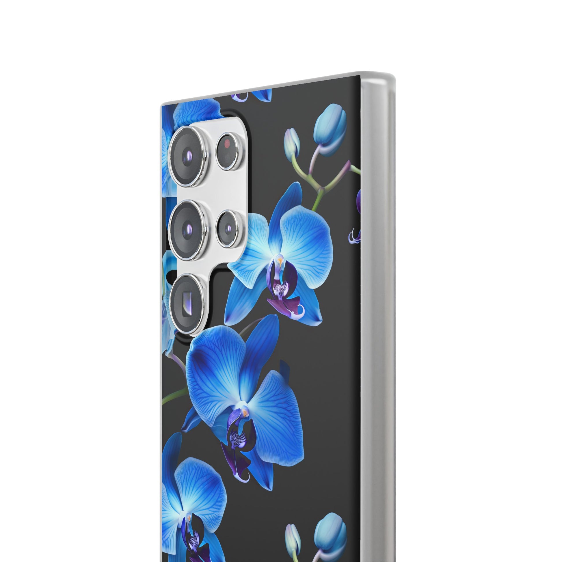 Coques de téléphone flexibles orchidée bleue