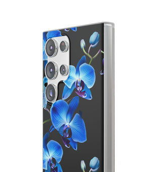 Coques de téléphone flexibles orchidée bleue