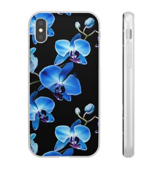 Coques de téléphone flexibles orchidée bleue