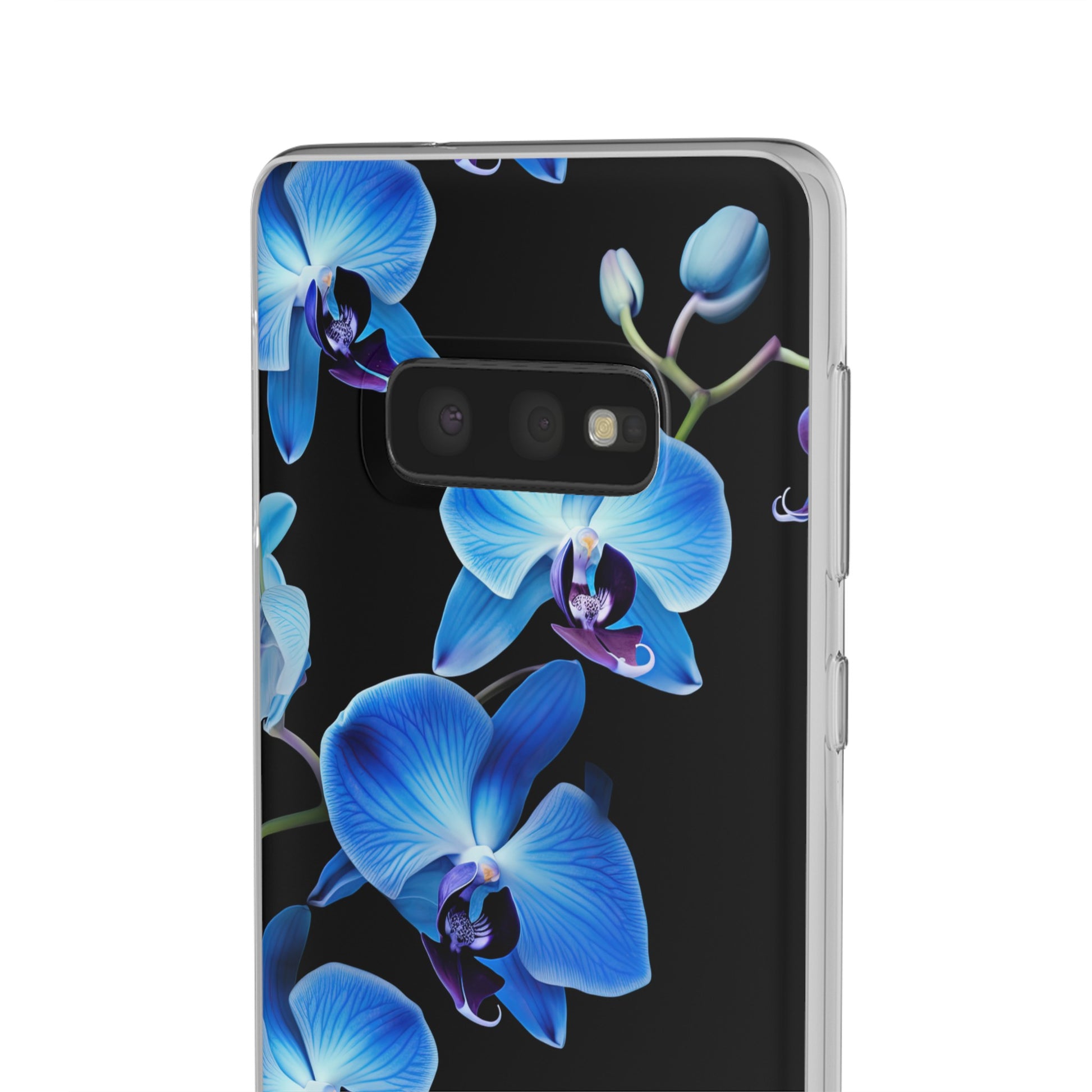 Coques de téléphone flexibles orchidée bleue