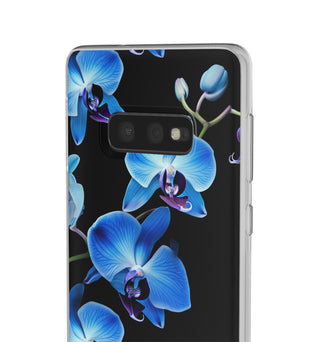 Coques de téléphone flexibles orchidée bleue