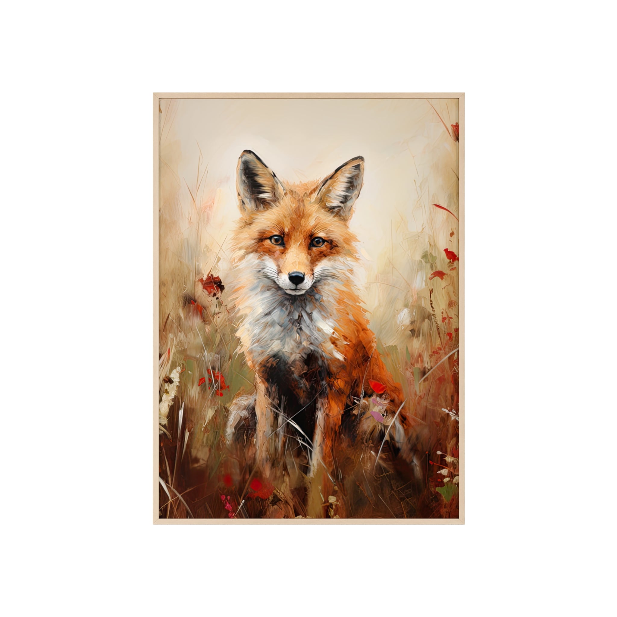 Fox Poster with Wooden Frame