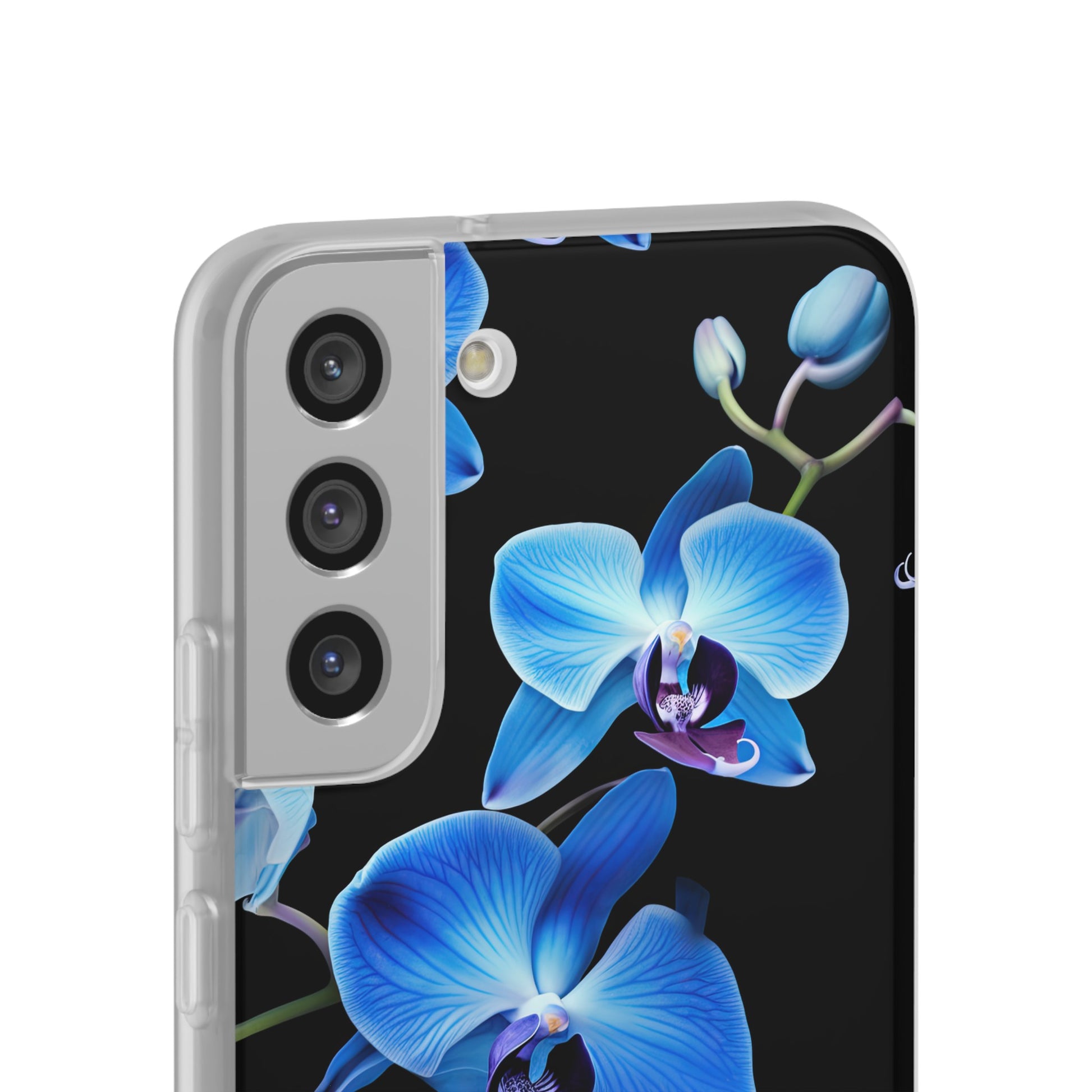 Coques de téléphone flexibles orchidée bleue