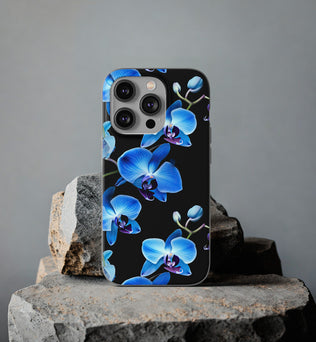 Coques de téléphone flexibles orchidée bleue