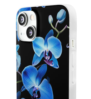 Coques de téléphone flexibles orchidée bleue