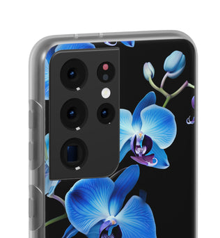 Coques de téléphone flexibles orchidée bleue