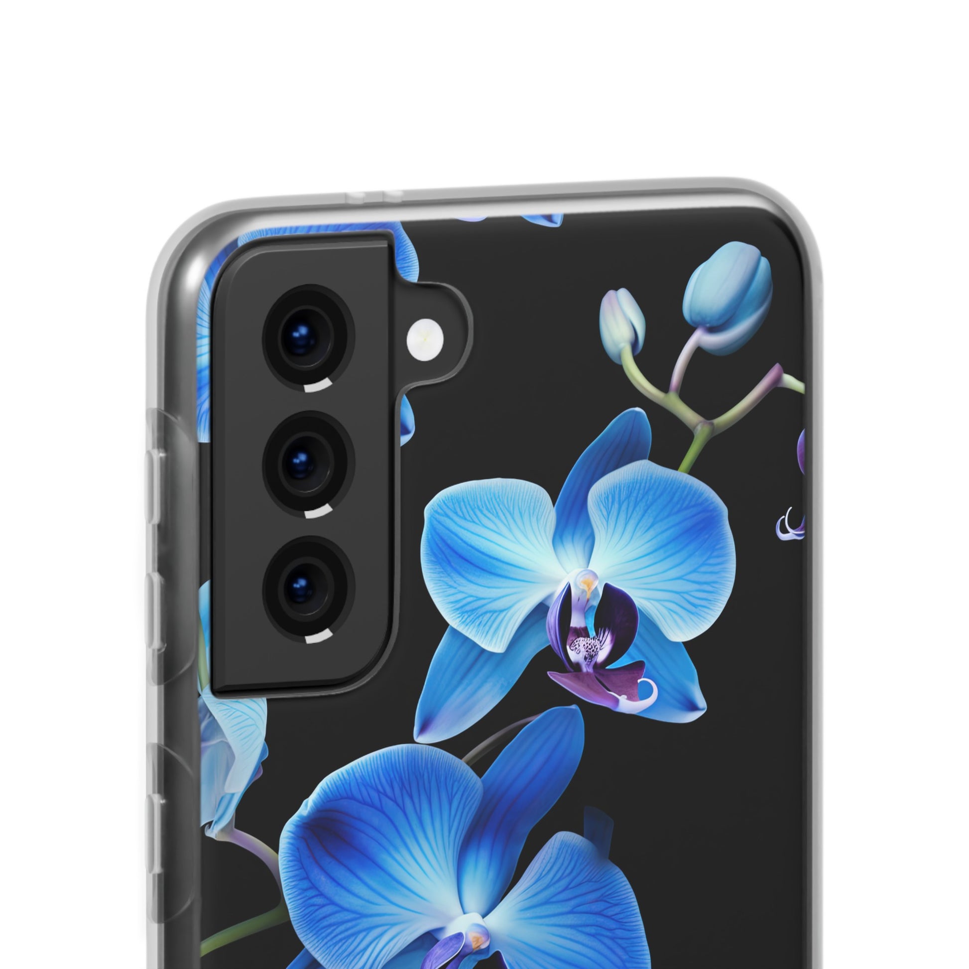 Coques de téléphone flexibles orchidée bleue