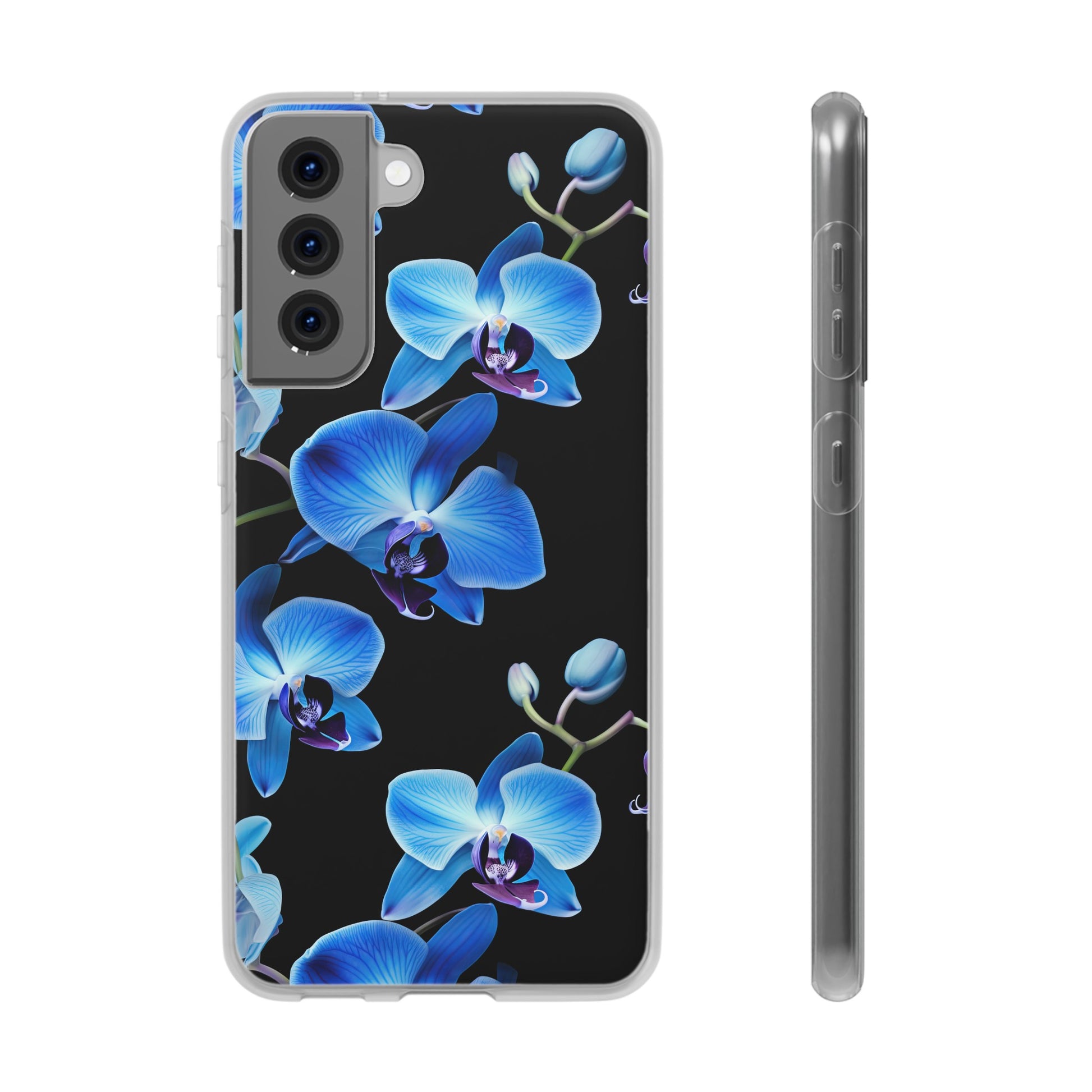 Coques de téléphone flexibles orchidée bleue