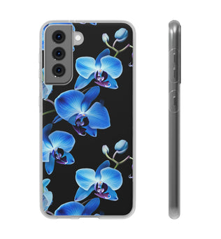 Coques de téléphone flexibles orchidée bleue