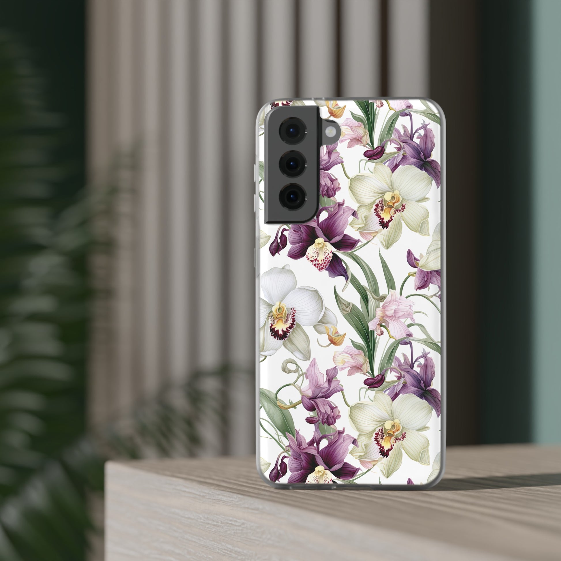 Étui de téléphone flexible orchidée lilas 