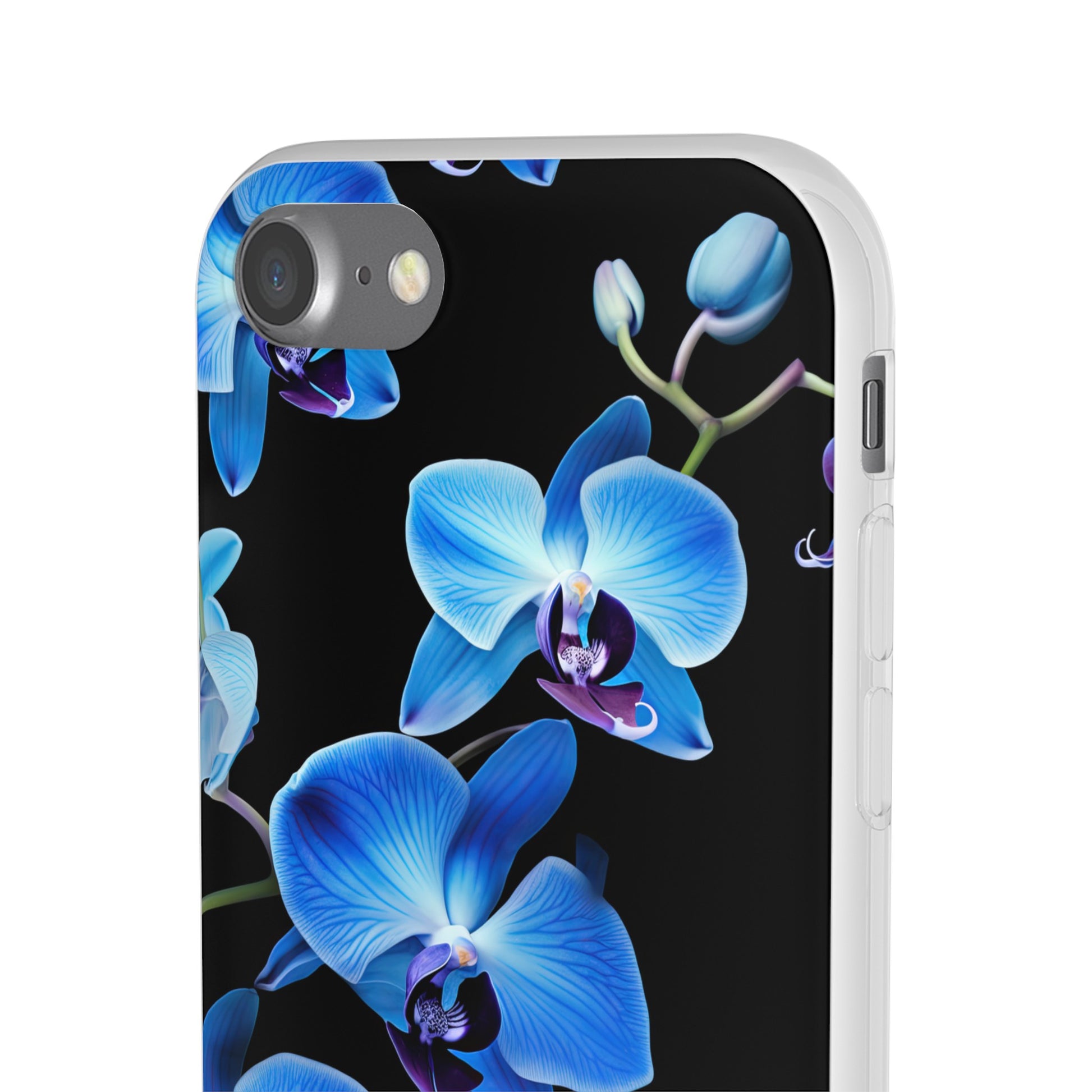 Coques de téléphone flexibles orchidée bleue