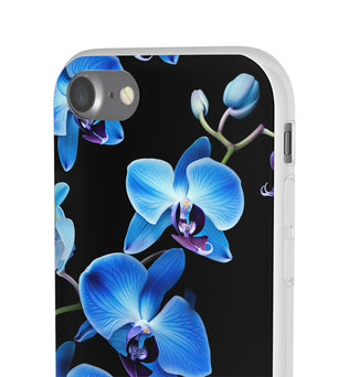 Coques de téléphone flexibles orchidée bleue