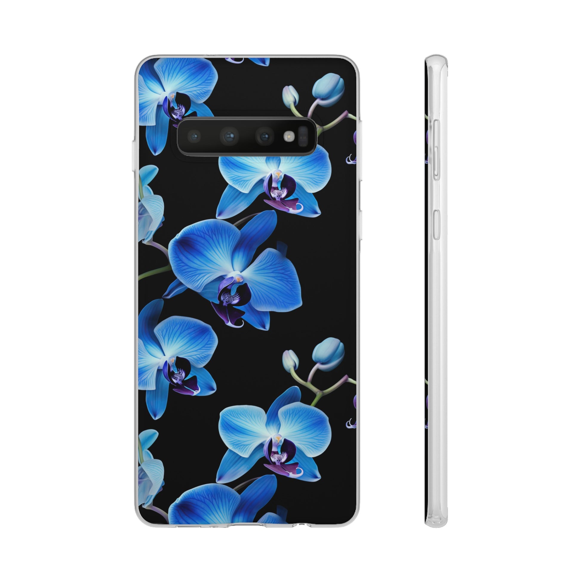 Coques de téléphone flexibles orchidée bleue