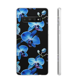 Coques de téléphone flexibles orchidée bleue