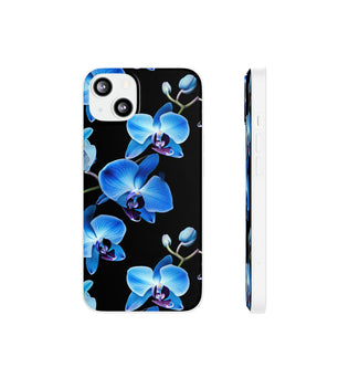 Coques de téléphone flexibles orchidée bleue