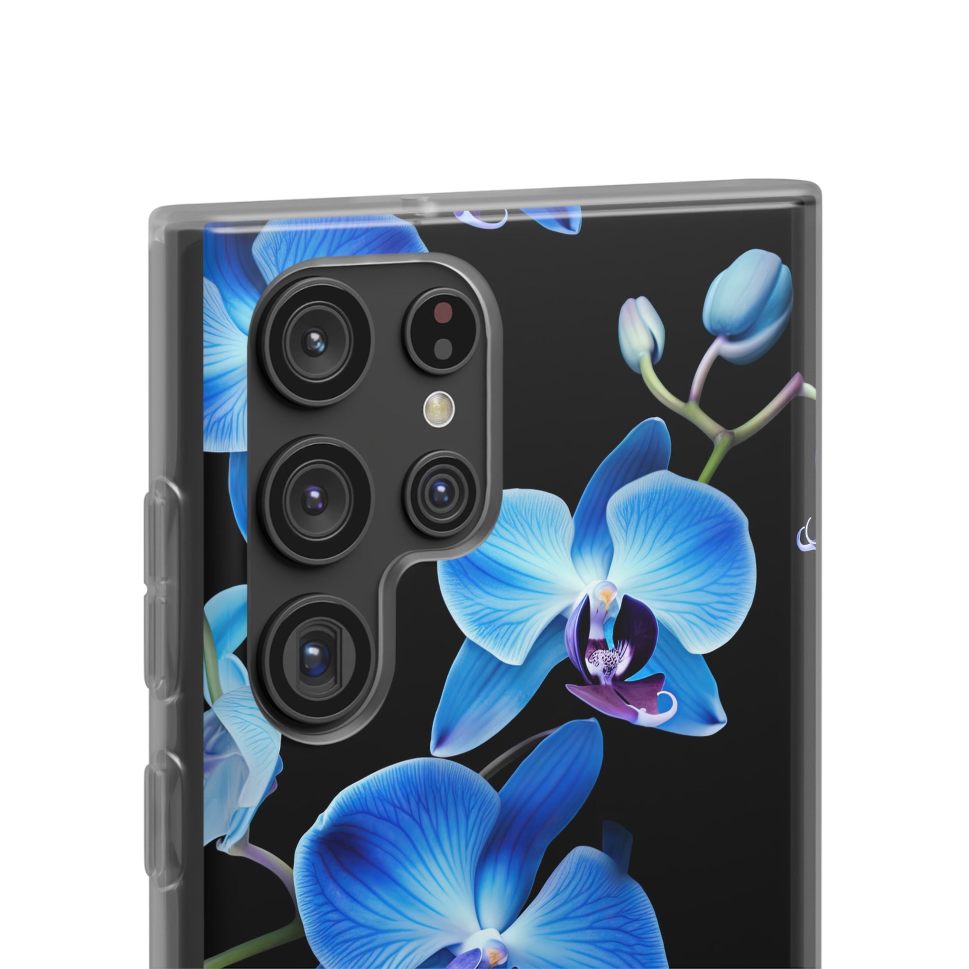 Coques de téléphone flexibles orchidée bleue