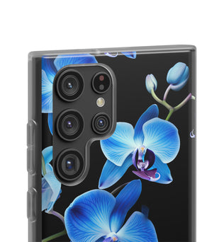 Coques de téléphone flexibles orchidée bleue