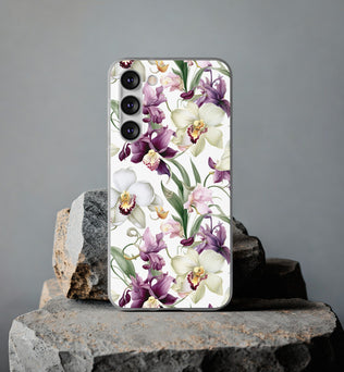 Étui de téléphone flexible orchidée lilas 