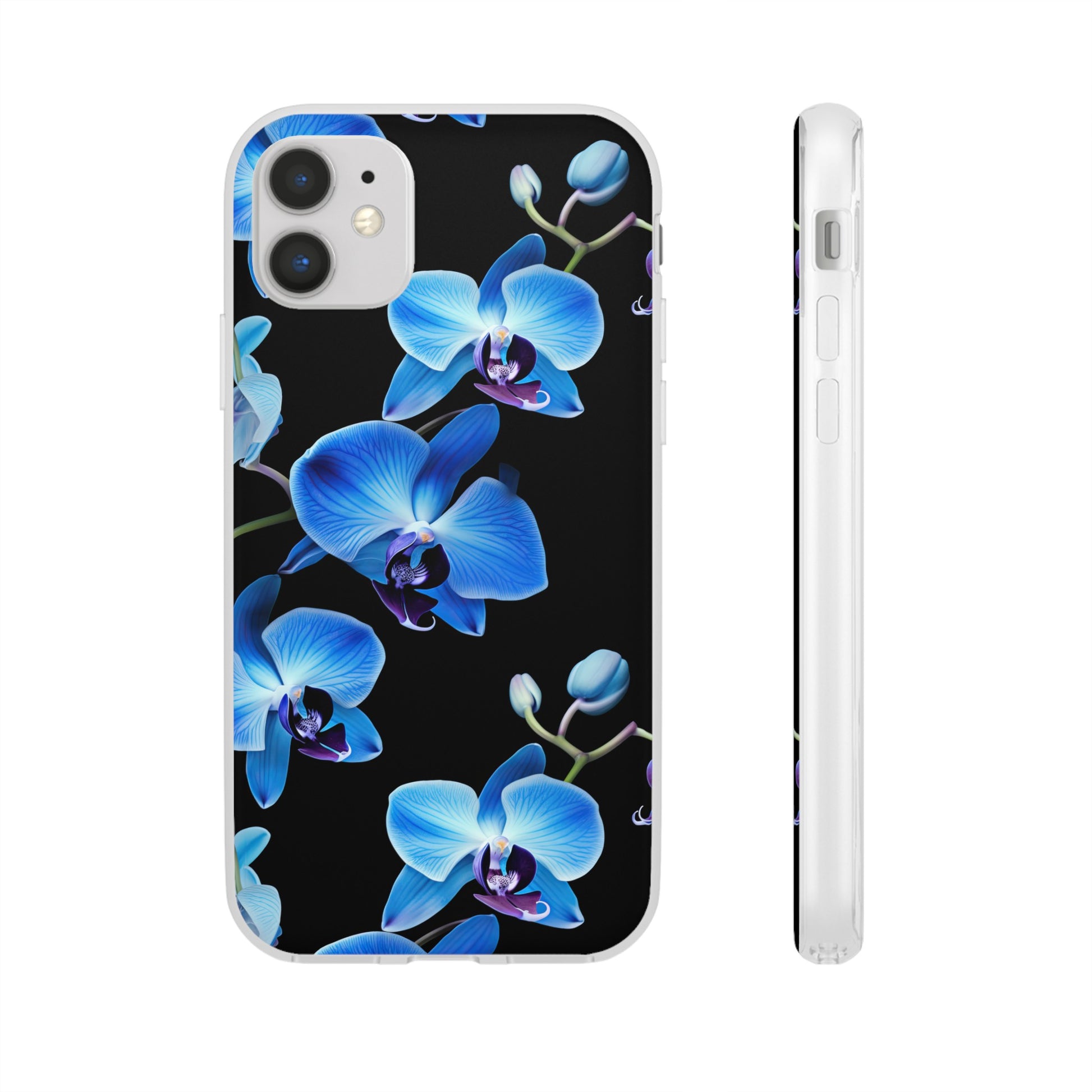 Coques de téléphone flexibles orchidée bleue