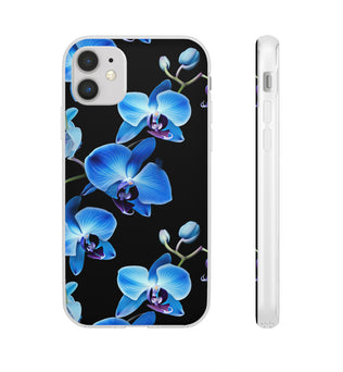 Coques de téléphone flexibles orchidée bleue