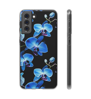 Coques de téléphone flexibles orchidée bleue