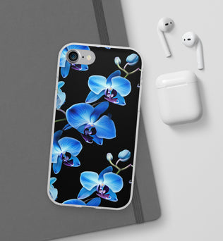 Coques de téléphone flexibles orchidée bleue