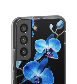 Coques de téléphone flexibles orchidée bleue