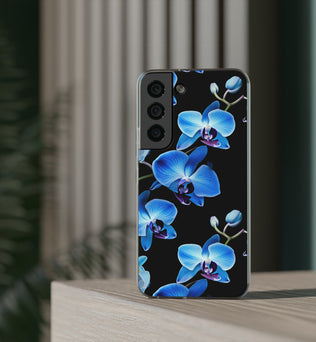 Coques de téléphone flexibles orchidée bleue