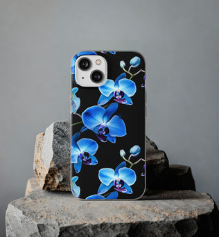 Coques de téléphone flexibles orchidée bleue