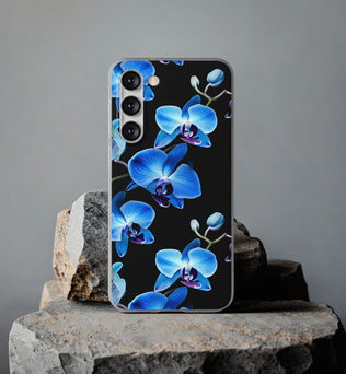 Coques de téléphone flexibles orchidée bleue